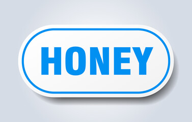 honey sign. rounded isolated button. white sticker