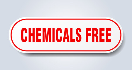 chemicals free sign. rounded isolated button. white sticker