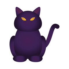 halloween cat black flat style icon