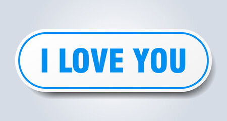 i love you sign. rounded isolated button. white sticker