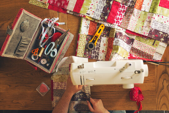 Patchwork in progress, horizontal format