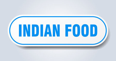 indian food sign. rounded isolated button. white sticker