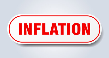 inflation sign. rounded isolated button. white sticker