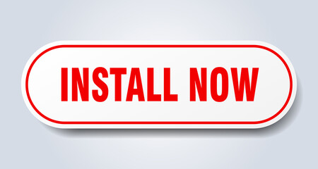 install now sign. rounded isolated button. white sticker