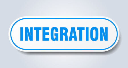 integration sign. rounded isolated button. white sticker