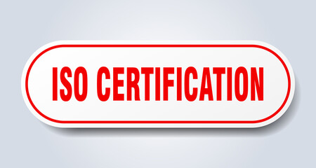 iso certification sign. rounded isolated button. white sticker