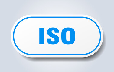 iso sign. rounded isolated button. white sticker