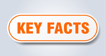 key facts sign. rounded isolated button. white sticker