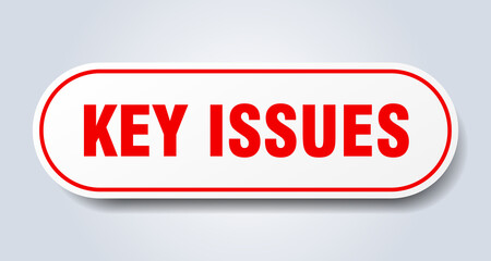 key issues sign. rounded isolated button. white sticker