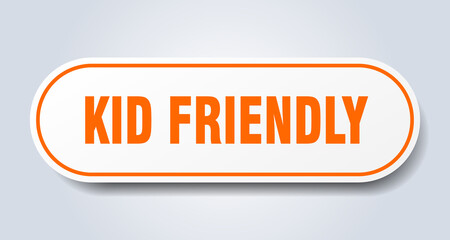 kid friendly sign. rounded isolated button. white sticker