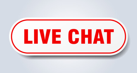 live chat sign. rounded isolated button. white sticker