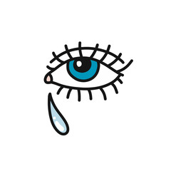 Fototapeta premium crying eye doodle icon, vector color illustration
