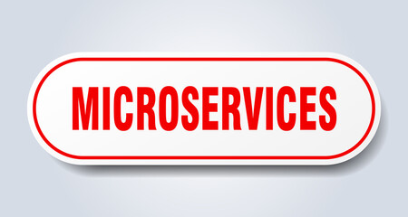 microservices sign. rounded isolated button. white sticker