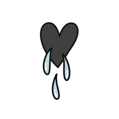 crying heart doodle icon, vector color illustration