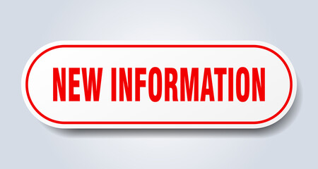 new information sign. rounded isolated button. white sticker