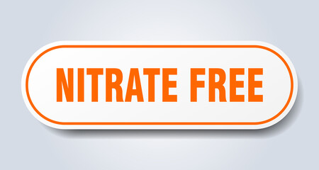 nitrate free sign. rounded isolated button. white sticker