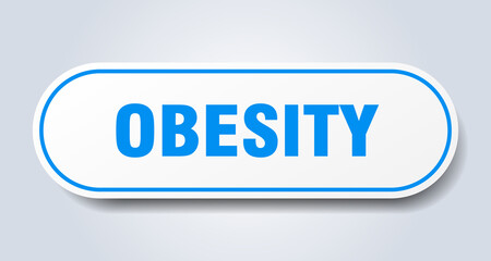 obesity sign. rounded isolated button. white sticker