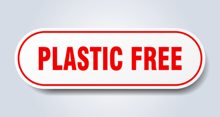 plastic free sign. rounded isolated button. white sticker