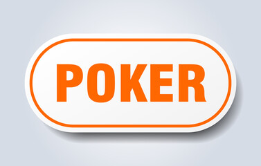 poker sign. rounded isolated button. white sticker