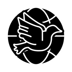 peace dove flying in sphere browser silhouette style icon