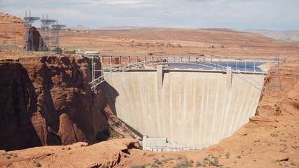 Glen Canyon Dam at the Colorado River Lake Powell
section in Arizona, USA.