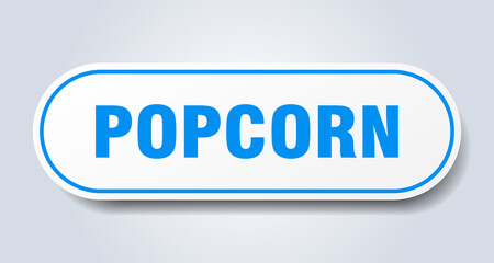 popcorn sign. rounded isolated button. white sticker