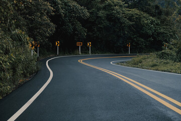 The highway through the mountain forest