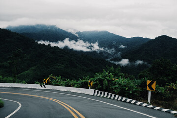 The highway through the mountain forest