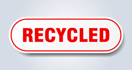 recycled sign. rounded isolated button. white sticker