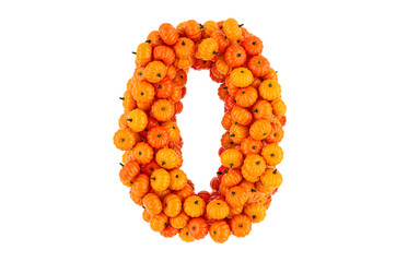 Number 0 from Pumpkins. 3D rendering