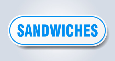 sandwiches sign. rounded isolated button. white sticker