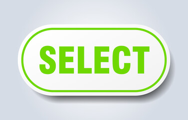 select sign. rounded isolated button. white sticker