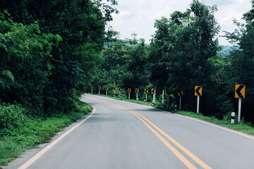 The highway through the mountain forest