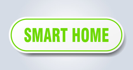 smart home sign. rounded isolated button. white sticker