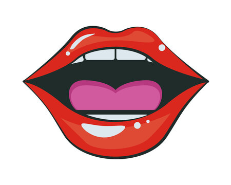 sexi female mouth open pop art style