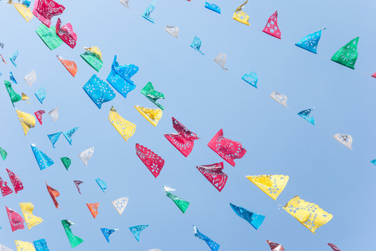 Festive banner flags in the wind