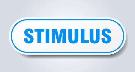 stimulus sign. rounded isolated button. white sticker