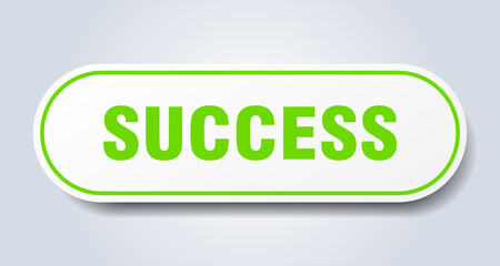 success sign. rounded isolated button. white sticker