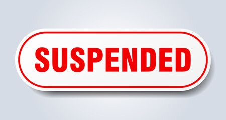suspended sign. rounded isolated button. white sticker