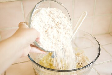 Ingredients for banana bread for baking