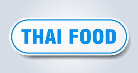 thai food sign. rounded isolated button. white sticker