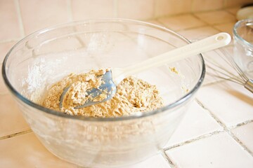 Ingredients for banana bread for baking