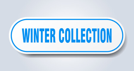 winter collection sign. rounded isolated button. white sticker