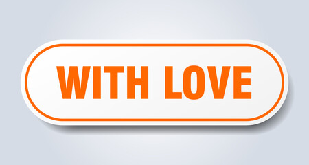 with love sign. rounded isolated button. white sticker