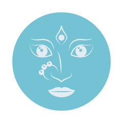 hindu goddess face navratri in blue emblem