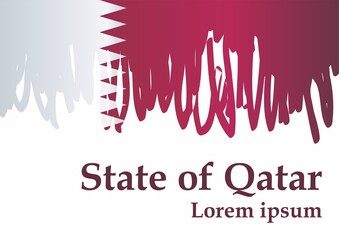 Flag of Qatar, State of Qatar. Bright, colorful vector illustration for graphic and web design.