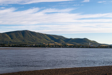 View of the town of Carleton-sur-mer and the mont St Joseph, in Quebec