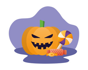 halloween pumpkin face with candies
