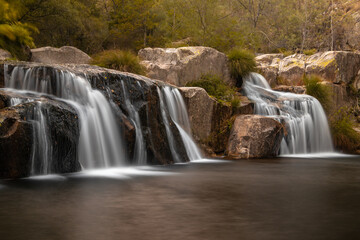 Obraz premium Beautiful waterfall on the river Dão, fantastic nature landscape, portugal waterfall, Viseu, Portugal