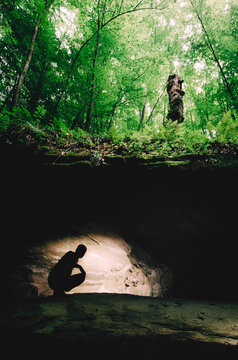 Cave man underground